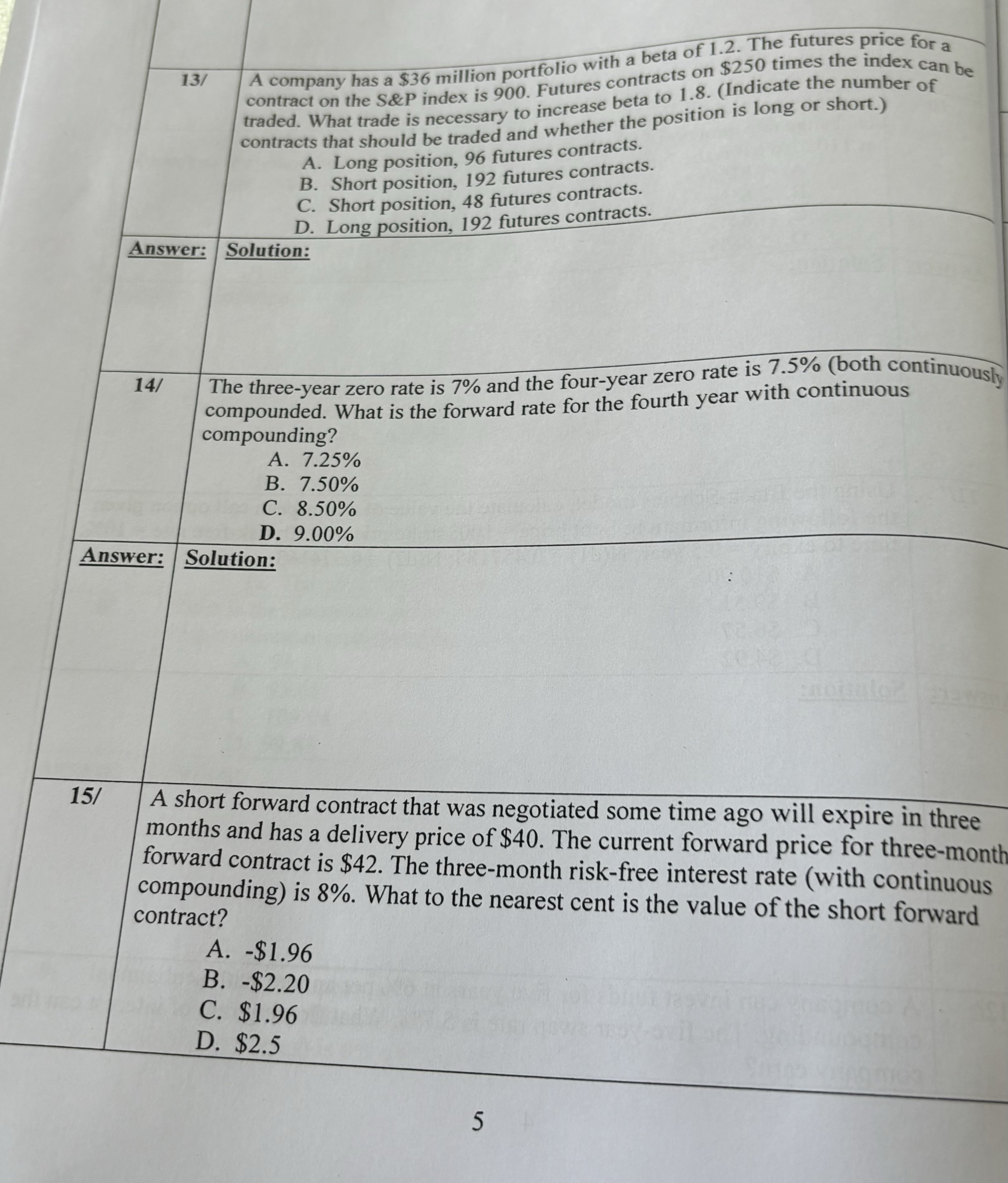  13? A company has a $36 million portfolio with a beta