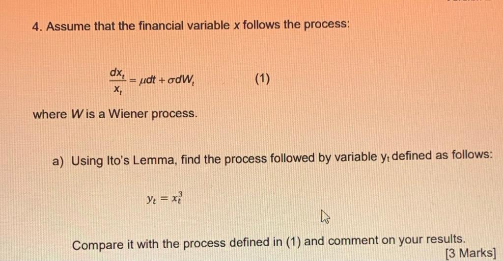  4. Assume that the financial variable \\( x \\) follows the