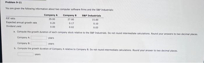  You are given the following information about two computer software firms