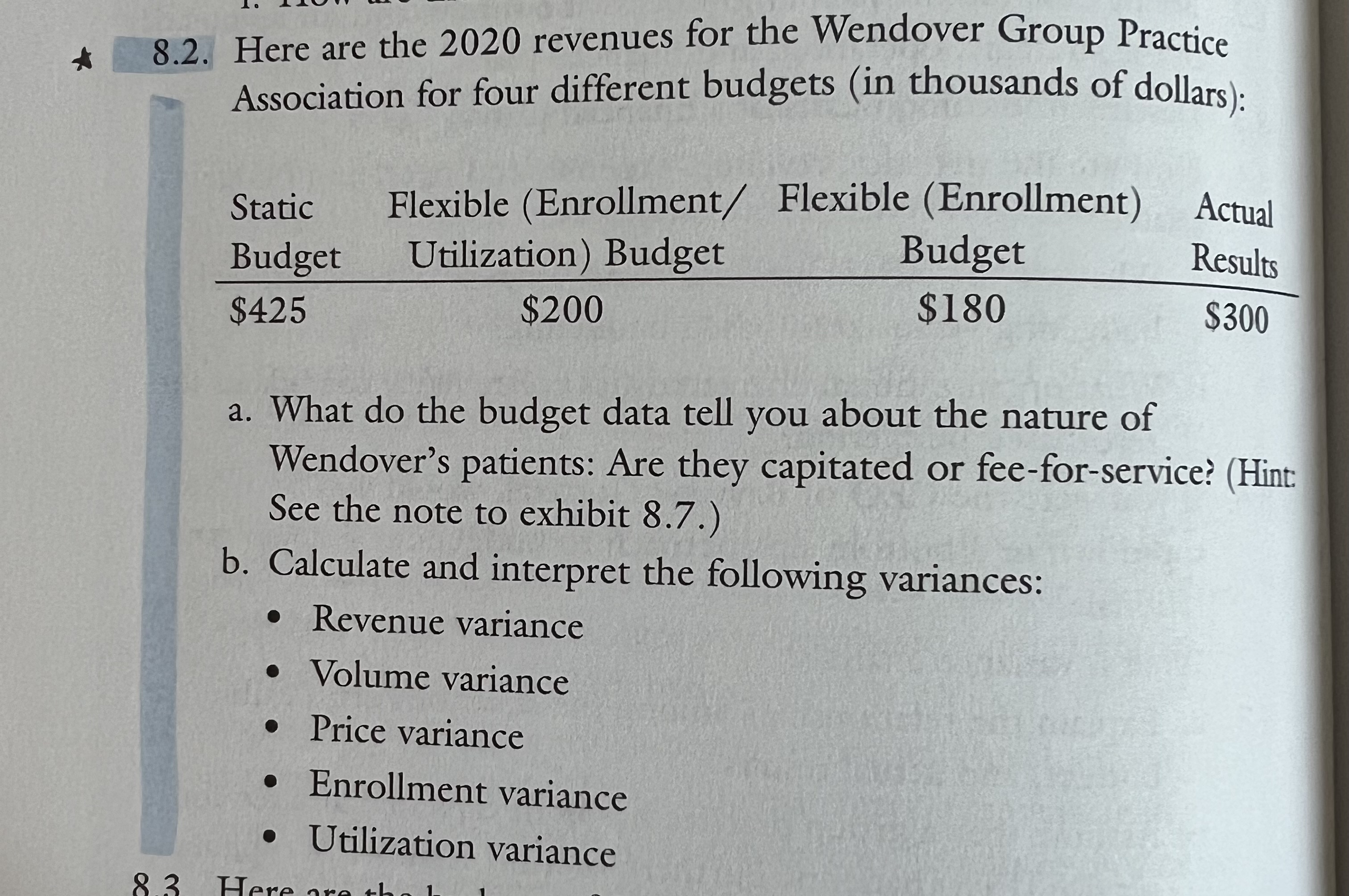  Please answer questions 8.2 a and b. Here are the 2020