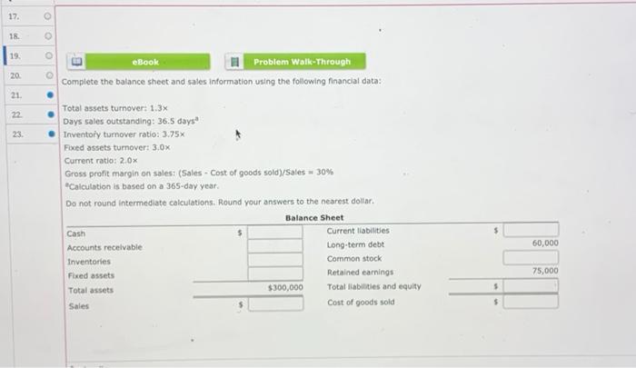  17. 0 18 19 c a 20 . eBook Problem Walk-Through