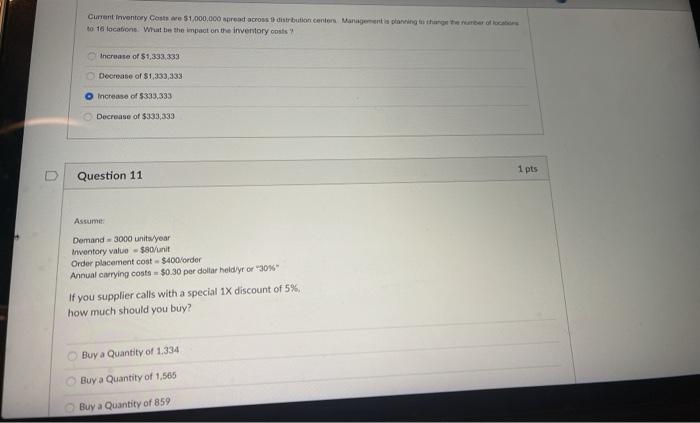 please do both!! will upvote!! Current inventory costs $1,000,000 spread across distribution