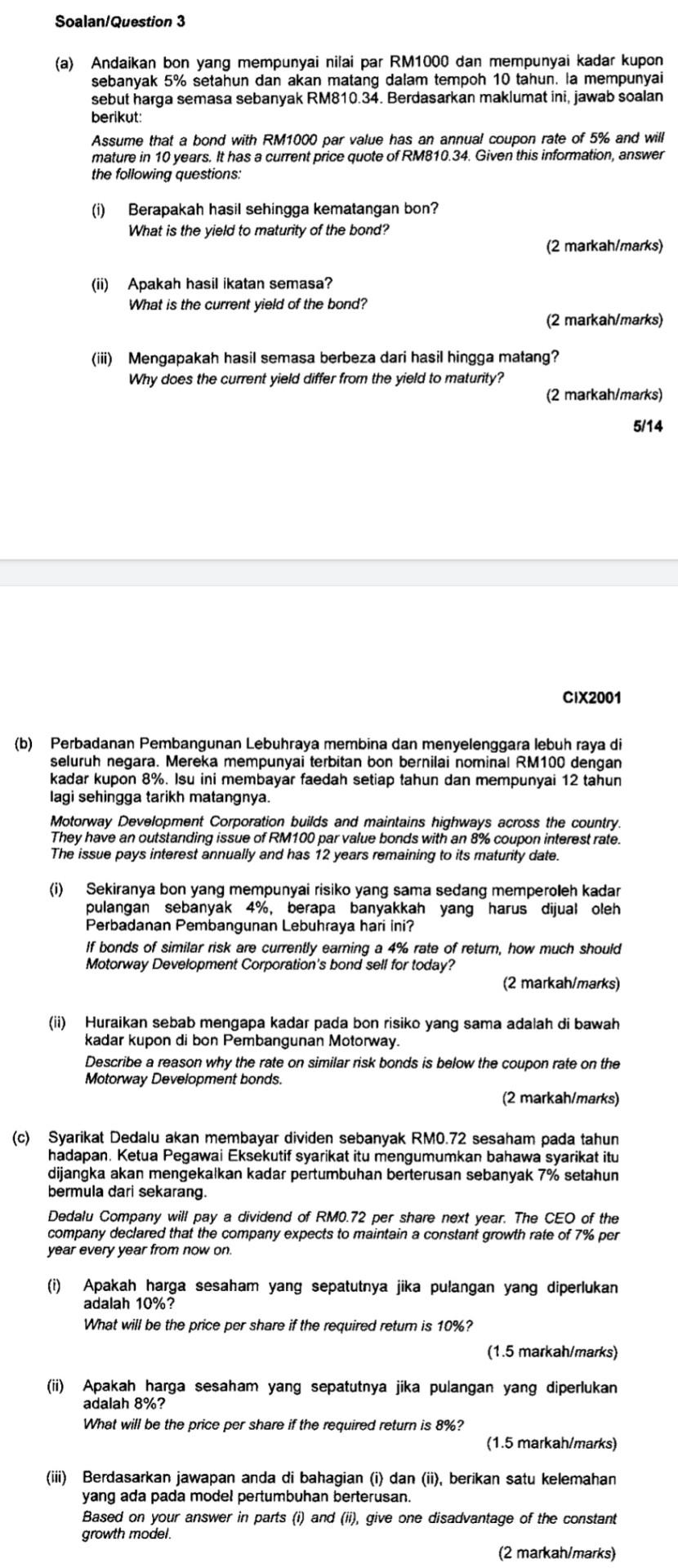 Can you help me answer this question please? It is from financial