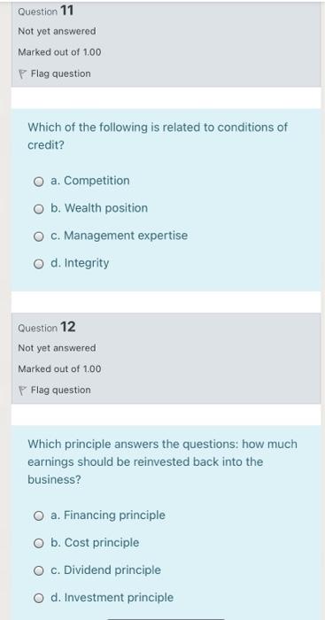 I want a quick solution without explanation Question 11 Not yet answered