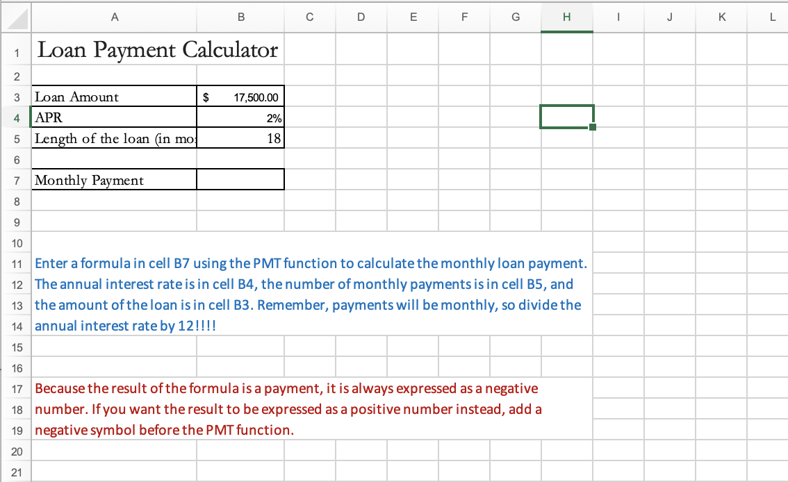 please include formula A B D E F G H 1 J