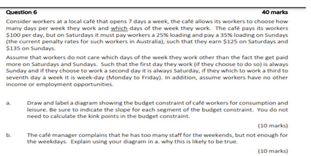 Thank you for your help! Question 6 40 marks Consider workers at