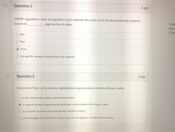  question 8 Question 1 5 pts USPAP regulations state an appraiser