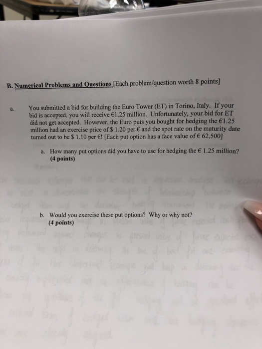  B. Numerical Problems and Questions [Each problem/question worth 8 points a.