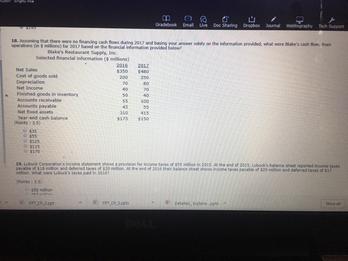  Please answer 18 Gradebook Email Live Doc Sharing Dropbox Journal WebliographyTech