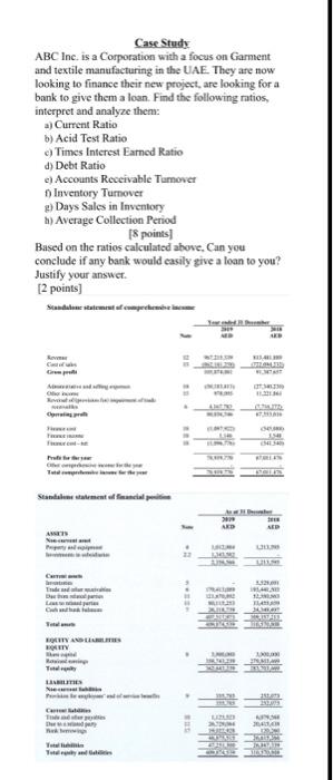  Case Study ABC Inc. is a Corporation with a focus on