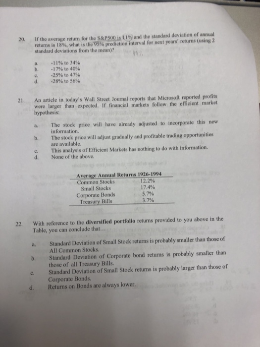  If the average return for the S&P500 is 1% and the