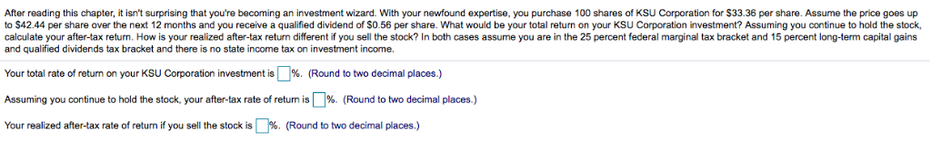 investment wizard. With your newfound expertise, you purchase 100 shares of KSU