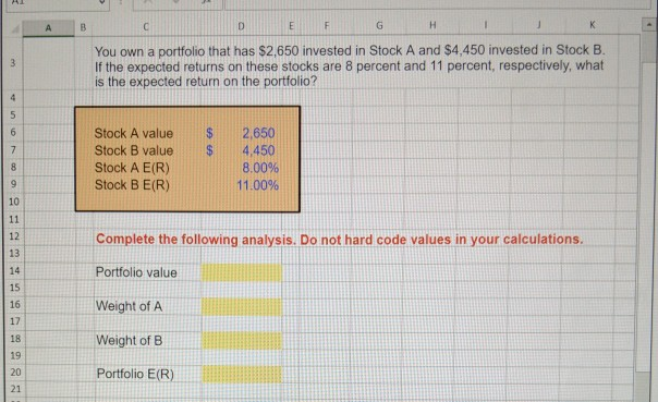 Please solve for the highlighted, and include all cell formulas. Thank