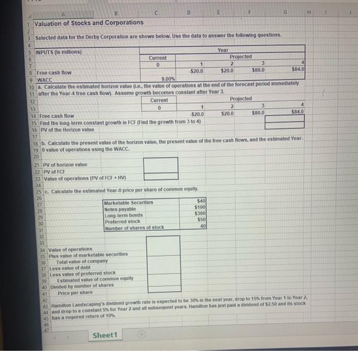  please help H B D E F G 1 Valuation of