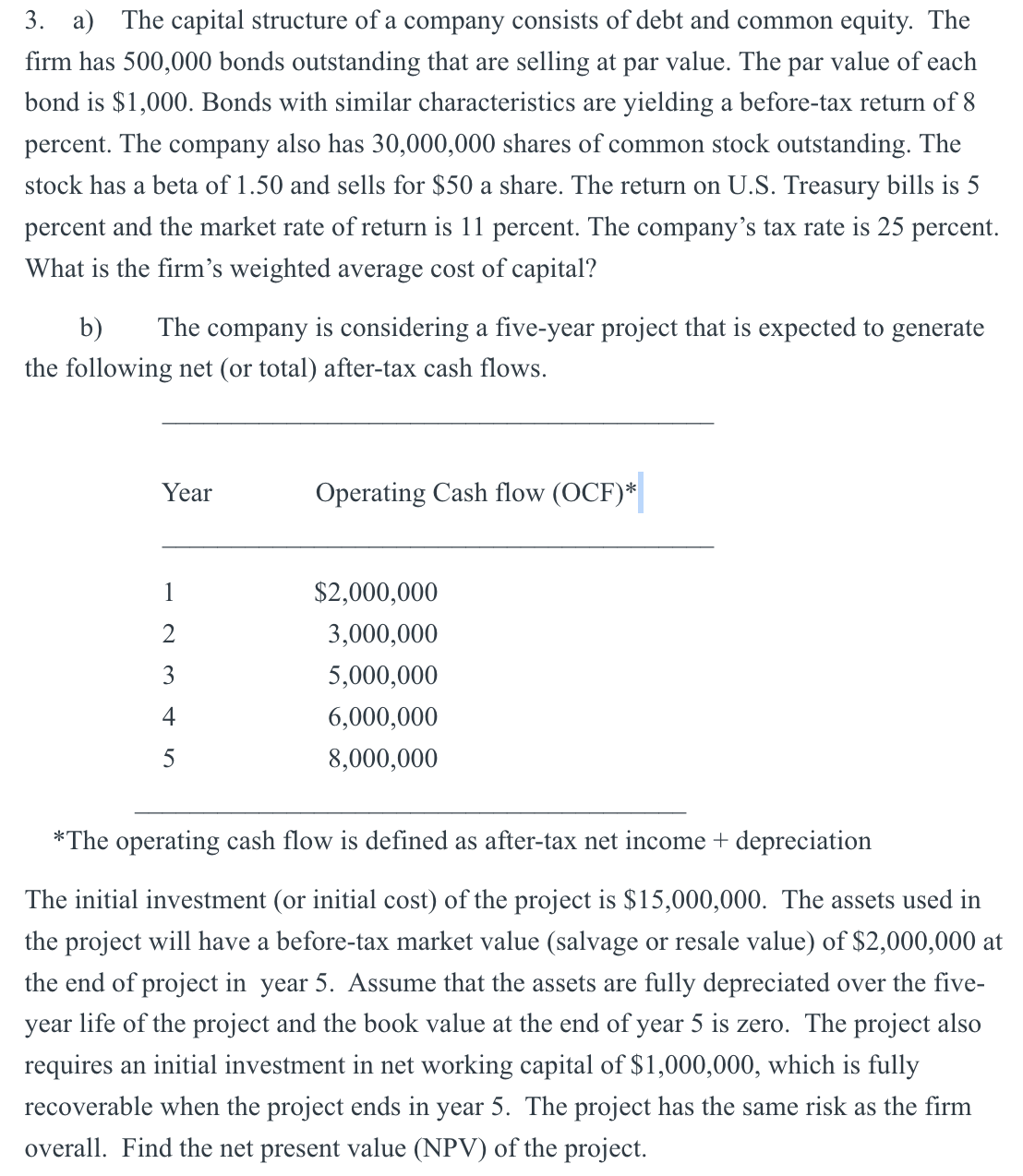  Please help with A and B. Confused. 3. a) The capital