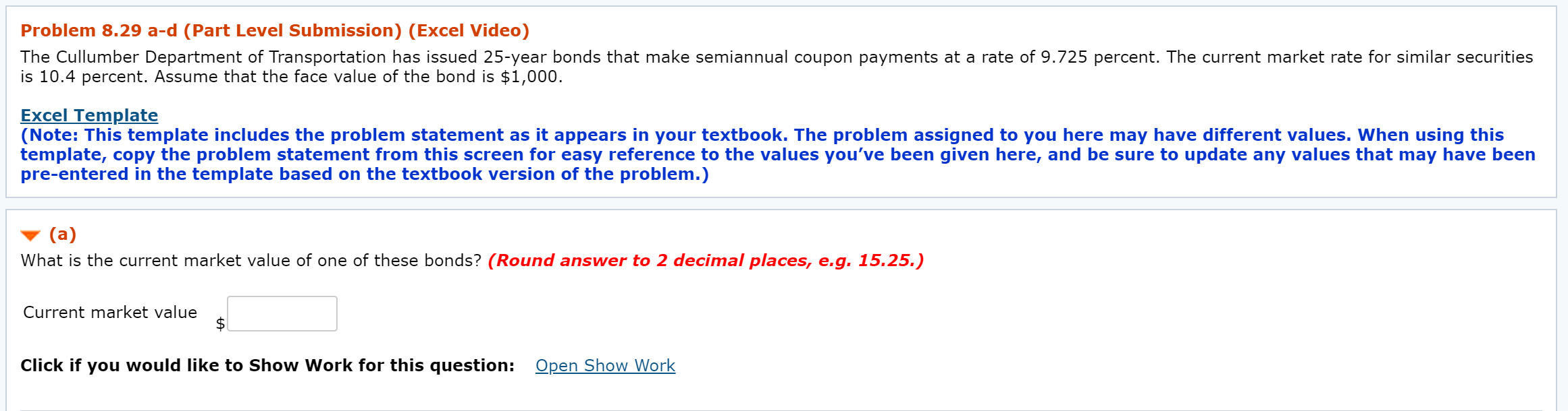  Problem 8.29 a-d (Part Level Submission) (Excel Video) The Cullumber Department
