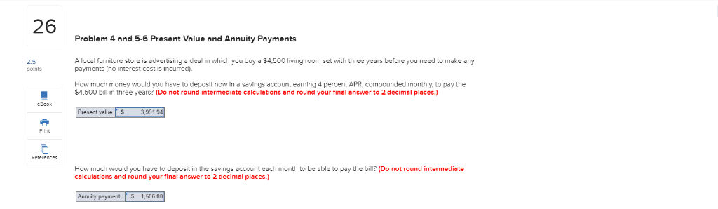  26 Problem 4 and 5-6 Present Value and Annuity Payments 2.5