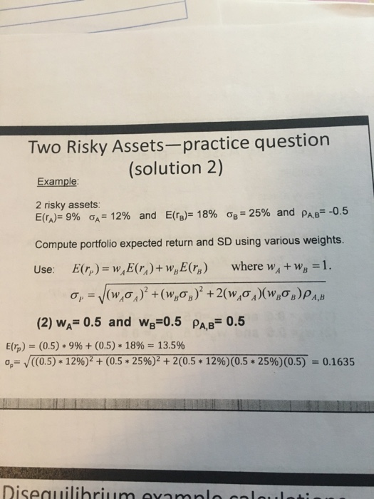 how they go the answer. Thank you. Two Risky Assets-practice question Example