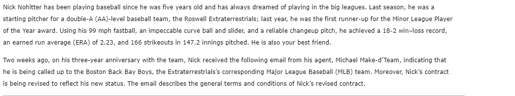  Nick Nohitter has been playing baseball since he was five years