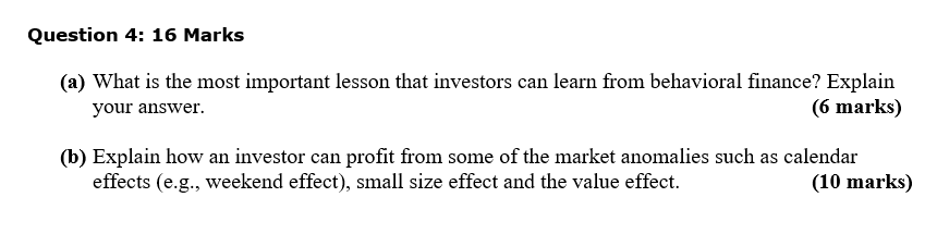 Question 4: 16 Marks (a) What is the most important lesson