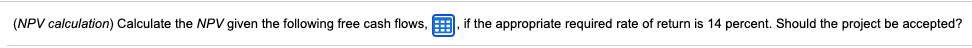 what is the projects NPV and should the project be accepted? (NPV
