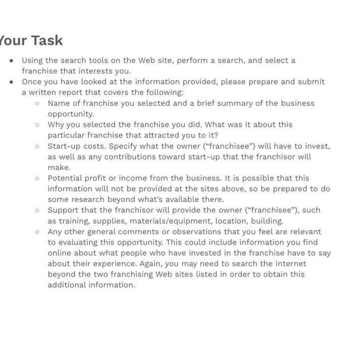  Your Task Using the search tools on the Web site, perform