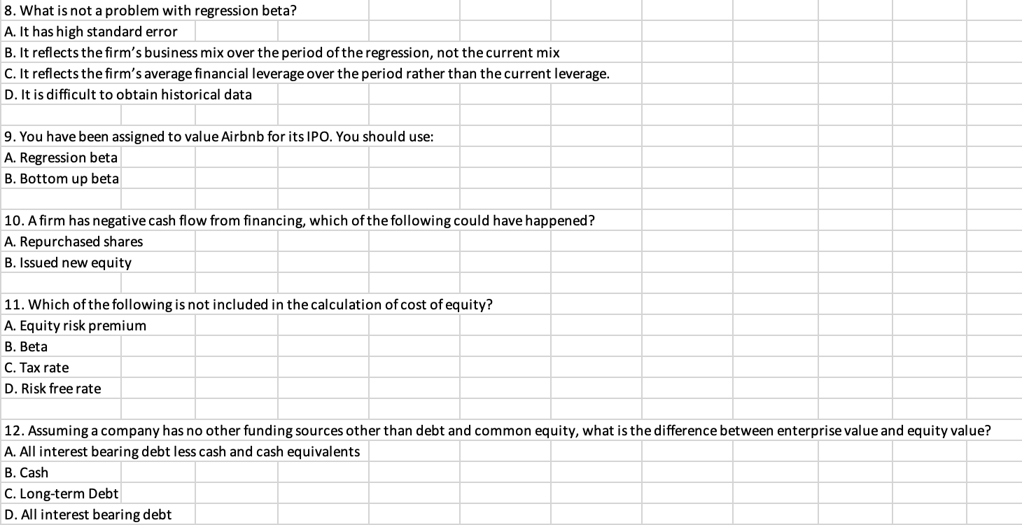  8. What is not a problem with regression beta? A. It