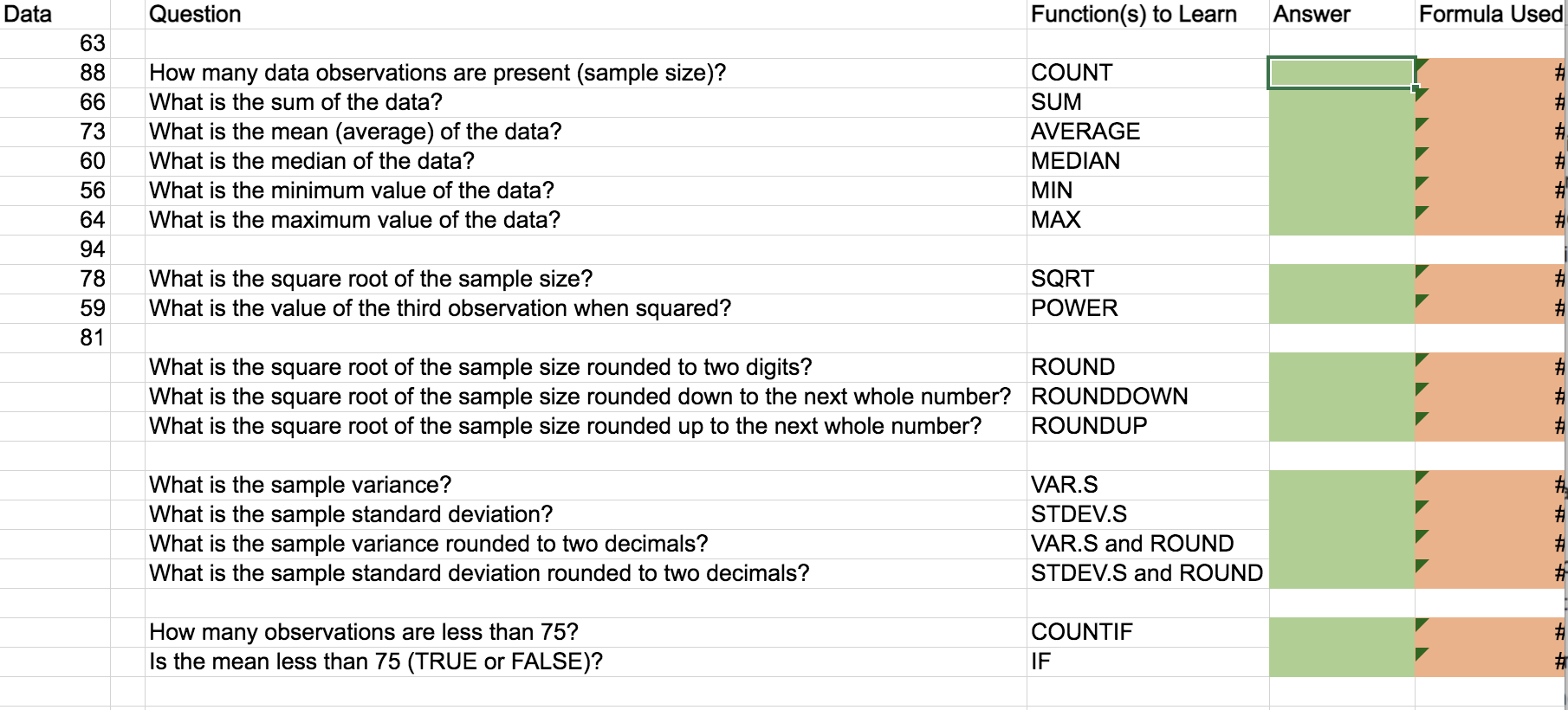 Microsoft Excel Online file below to work in the spreadsheet and then
