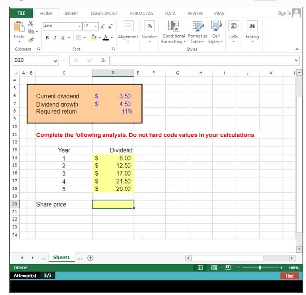 can you please me with the correct excel formula for the share