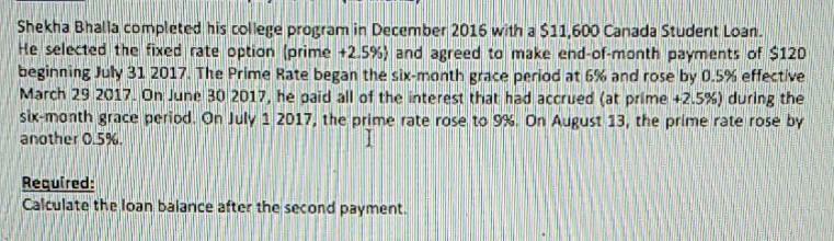 Shekha Bhalla completed his college program in December 2016 with a