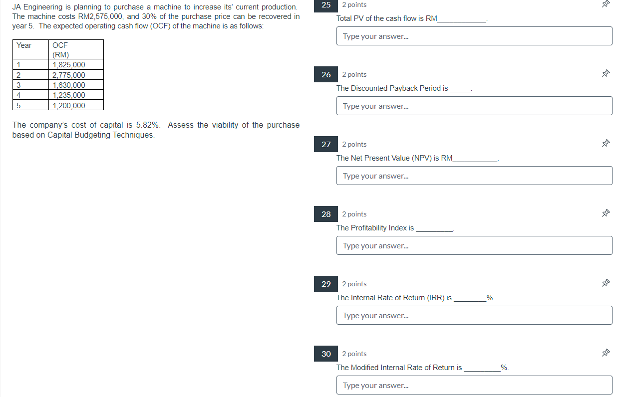 25 2 points ra JA Engineering is planning to purchase a