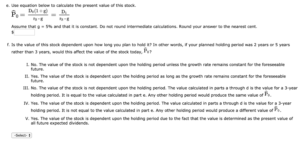 Stocks CONSTANT GROWTH Your broker offers to sell you some shares of