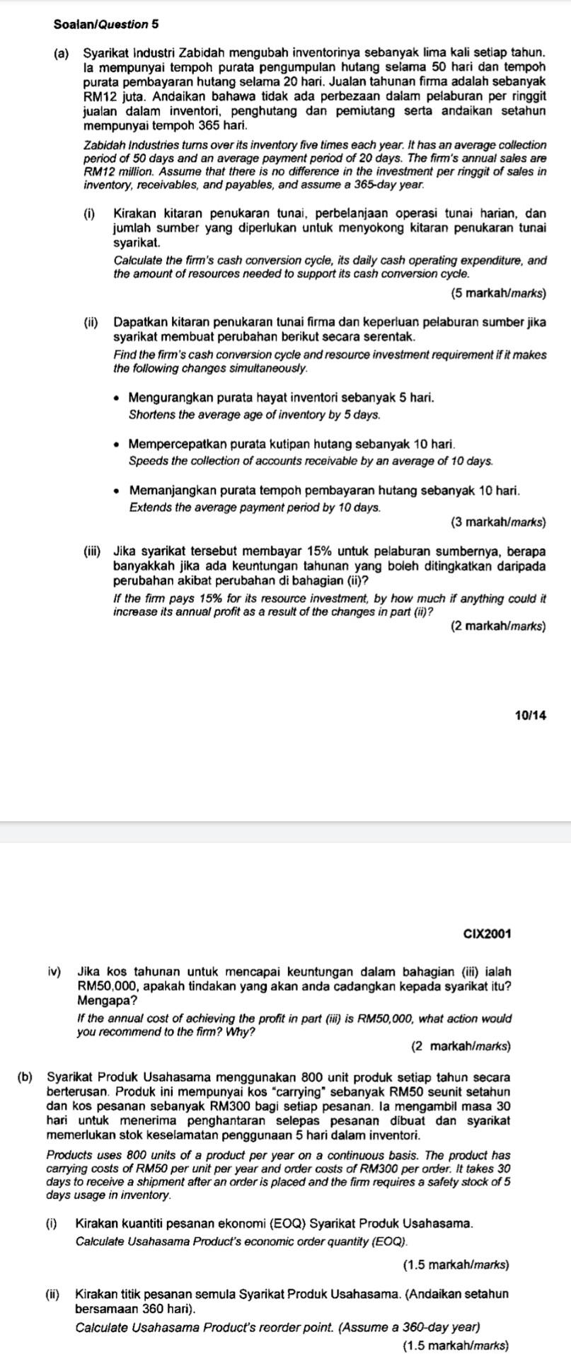 Can you help me answer this question please? It is from financial