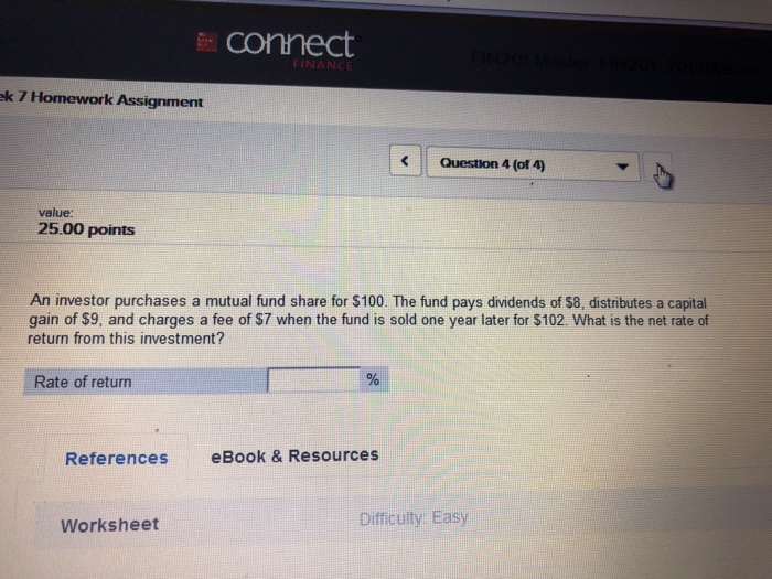  CO k 7 Homework Assignment Question 4 (of 4) value 25.00