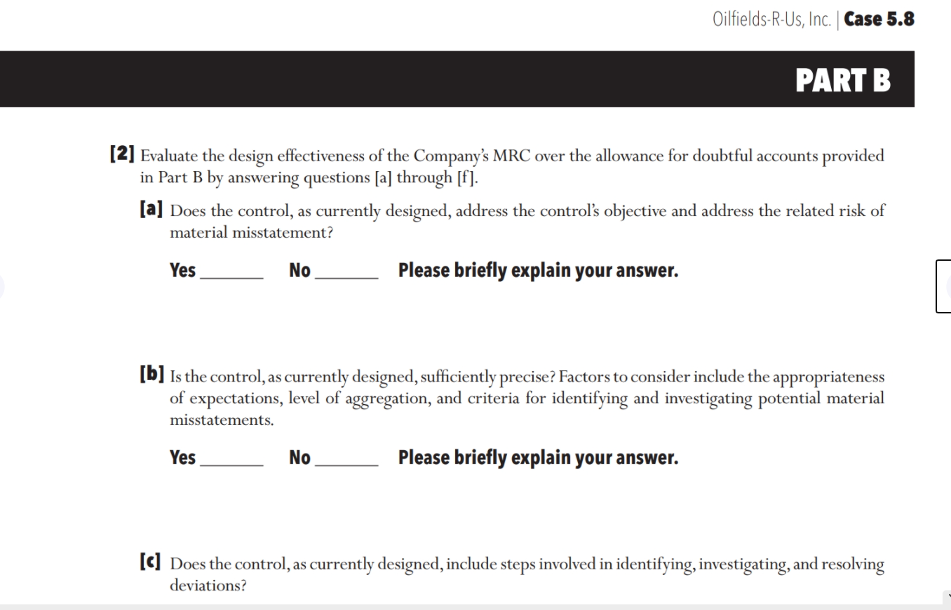 the management review control (MRC) over the allowance for doubtful accounts, Emma,