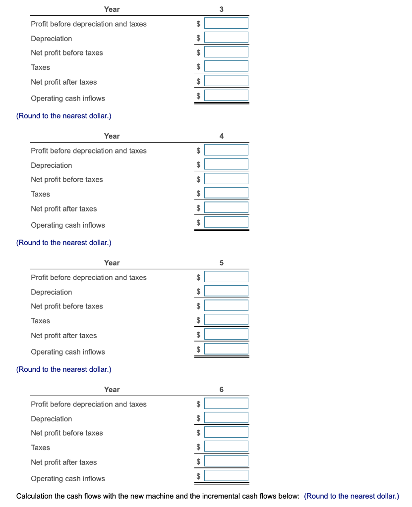 1 2 Revenue $749,200 749,200 749,200 749,200 749,200 New machine Expenses (excluding