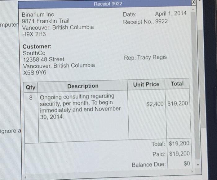 post-closing trial balance at March 31, 2014 Bano Accounts payable 64.500 Accounts