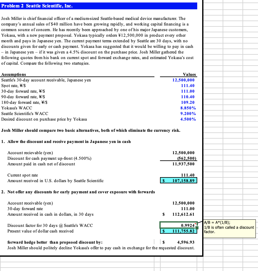 Please show the calculations for the answer provided in the excel sheet