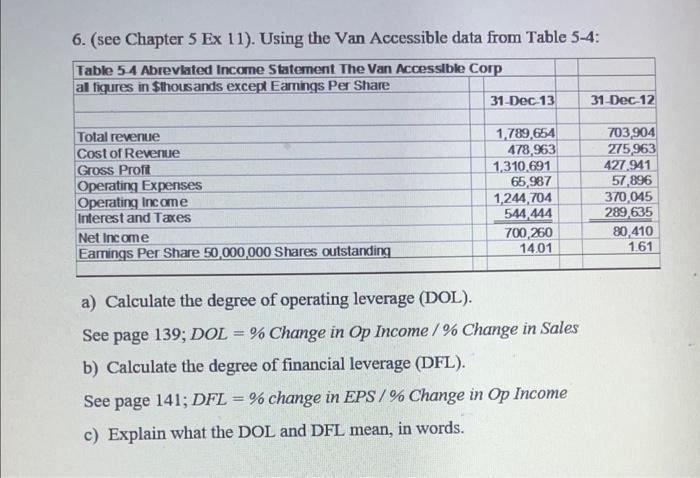  6. (see Chapter 5 Ex 11). Using the Van Accessible data