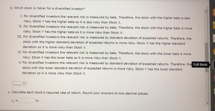 0.8, and a 35% standard deviation of expected returns. Stock y has