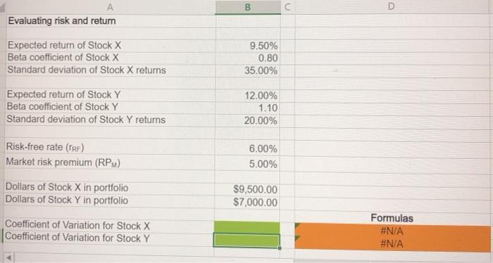 standard deviation. The risk-free rate is 6%, and the market risk premium