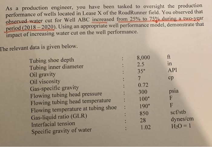  As a production engineer, you have been tasked to oversight the