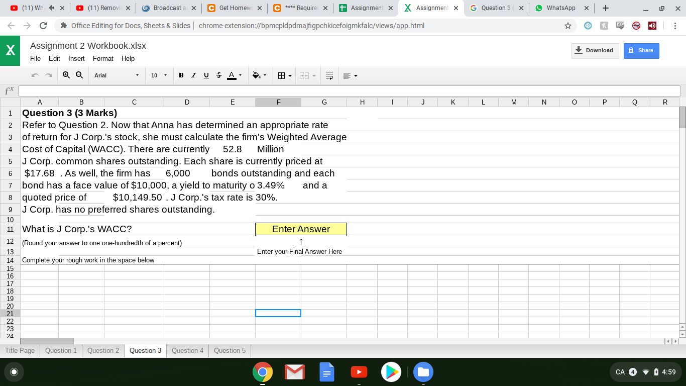 **** Required return not given*** (not sure why!) Anna is a Vice