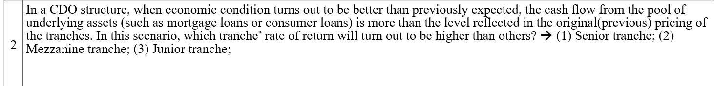 In a CDO structure, when economic condition turns out to be