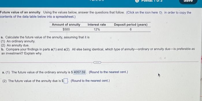 information in the accompanying table, the questions that follow a. Determine the
