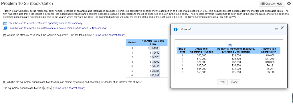  Please answer question b, thank you! Problem 10-23 (book/static) Question Help