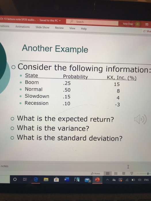Solve with explanation and formulas please Ch 13 lecture note SP20 audio