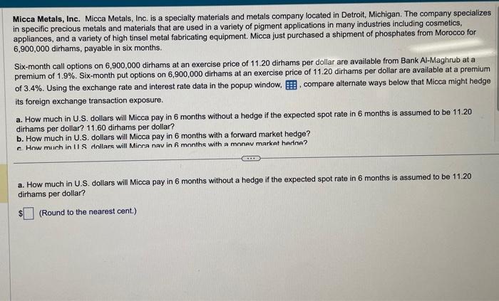 please provide answer with the process Micca Metals, Inc. Micca Metals, Inc.