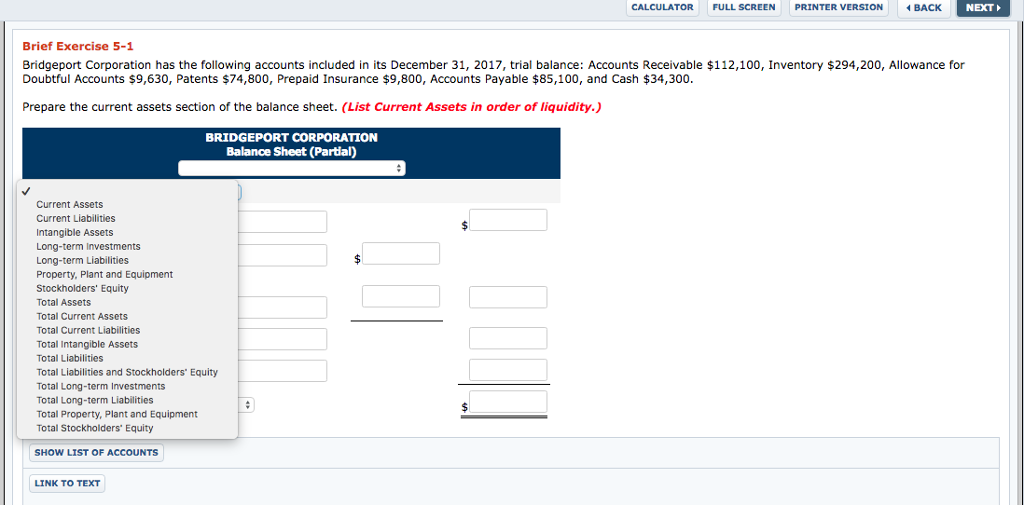  CALCULATOR FULL SCREEN PRINTER VERSION BACK NEXT> Brief Exercise 5-1 Bridgeport