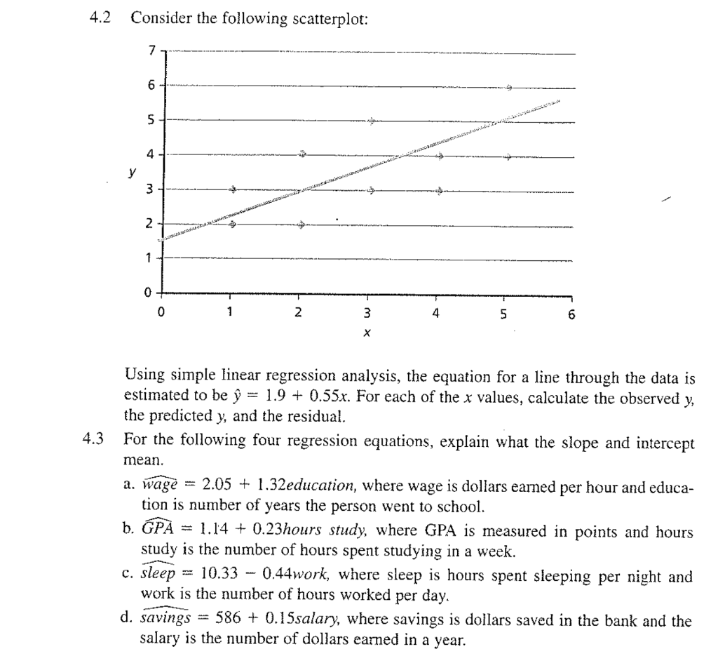 USING EXCEL.. 4.2 Consider the following scatterplot: 7 6 5 4 y